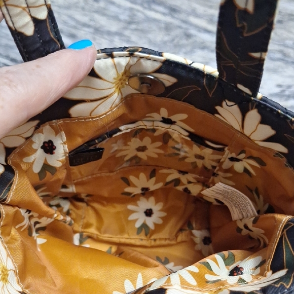 Lug Tip Toe Mini Crossbody Bag Handle Tote, Autumn Daisies - Picture 3 of 5